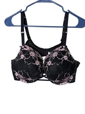 Cacique Black Pink Size 42D Lace Bra